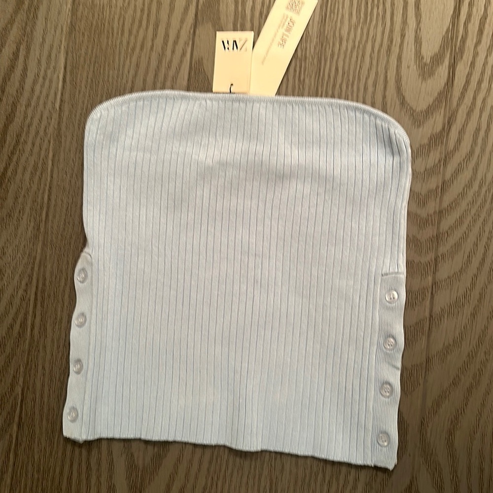 Zara Blue Bandeau Crop top - New